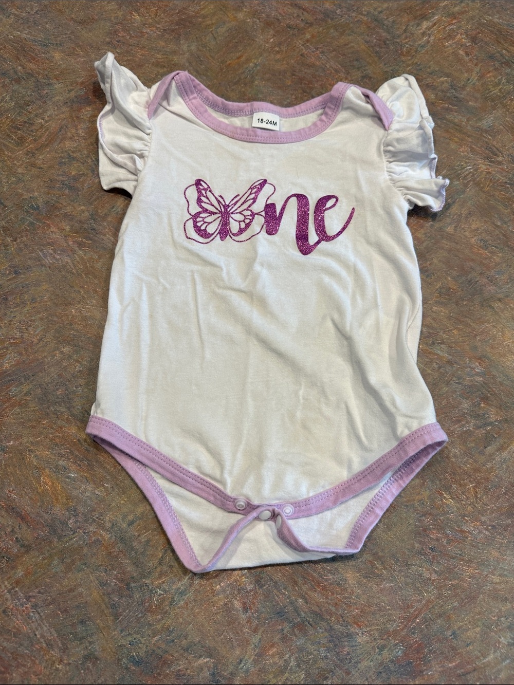 🤑EU Baby "One" Purple Glitter Butterfly Onesie Bodysuit🤑